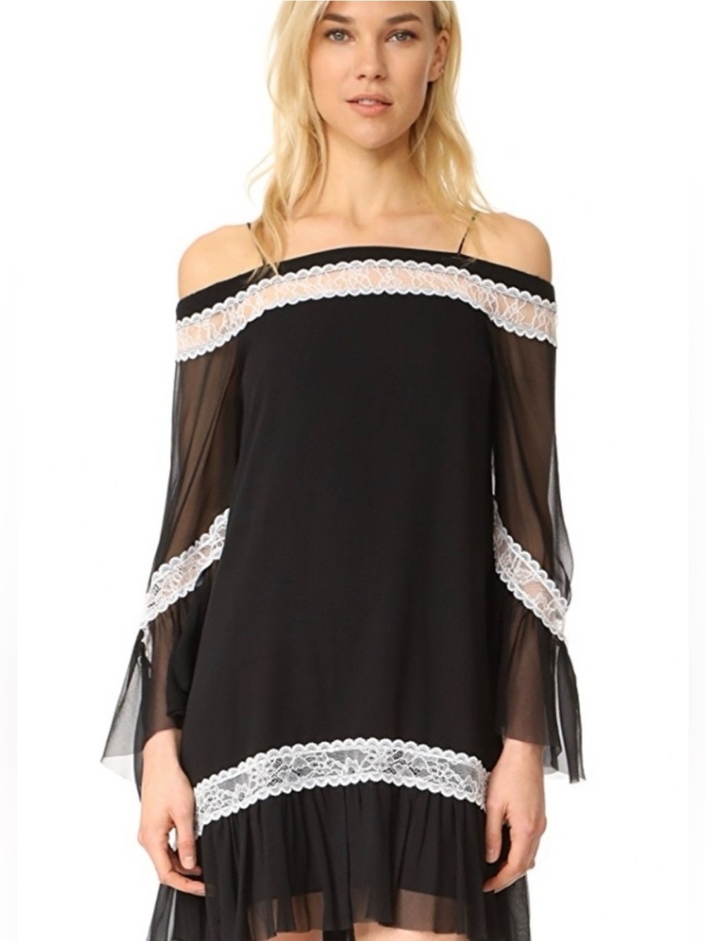 Alice + Olivia Black Dress with White Lace Trim